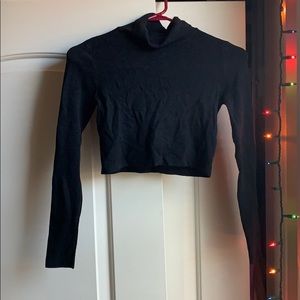 Black cropped turtleneck